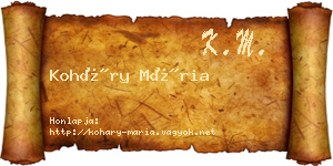 Koháry Mária névjegykártya