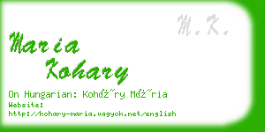 maria kohary business card
